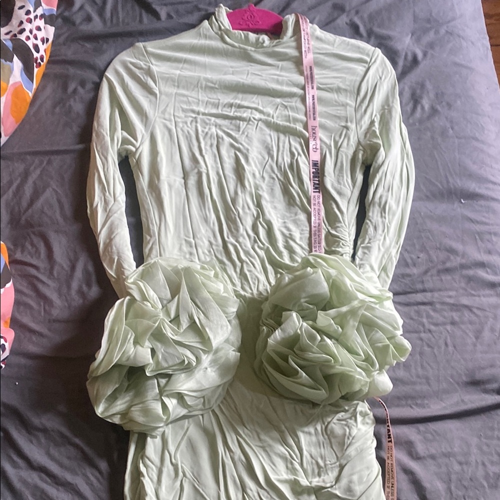 House of CB Pistachio Ruffle Cuff Dress in Longer